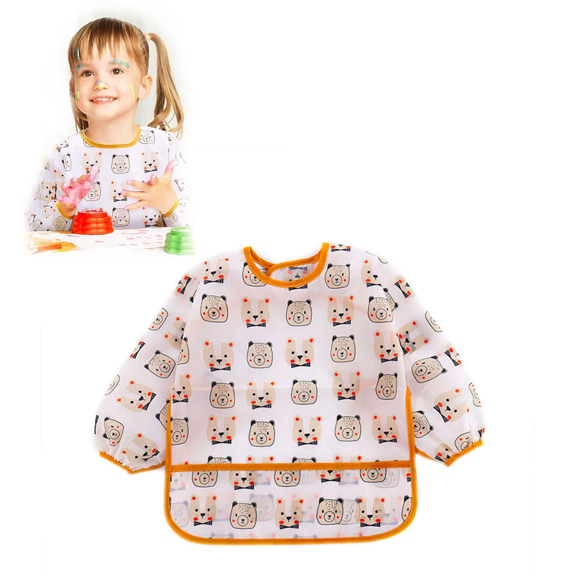 Delantal Impermeable Para Niños De 7 A 12 Años – Con Mangas Largas, Bolsillo Y 71 Cm De Largo. ¡Ideal Para Pintura Y Manualidades!