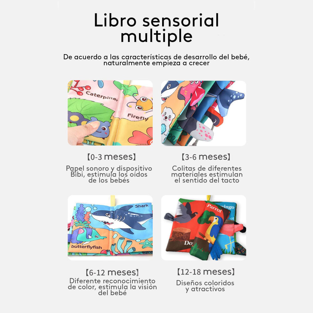Libro De Tela Sensorial Úpale Animales Marinos P8906 | Color Multicolor