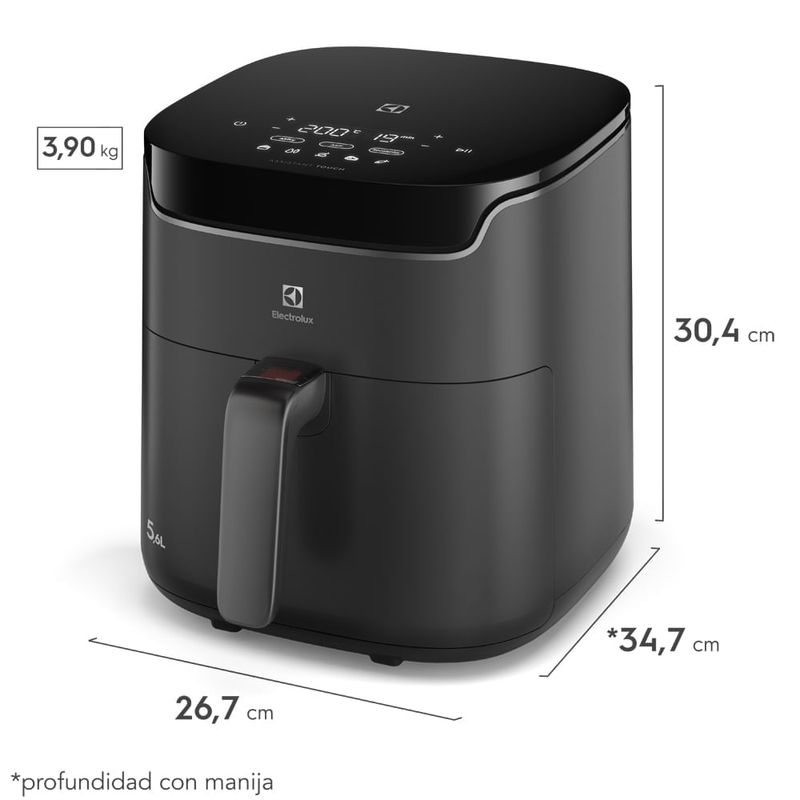 Freidora De Aire  Electrolux Eaf45 P8749 | 5.6 Litros 1400 Watts Color Negro-1781553642525
